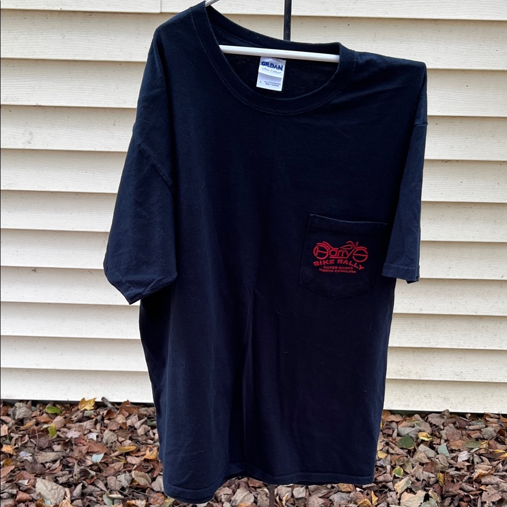 Gildan Black T-Shirt with Red Bike Rally Graphic